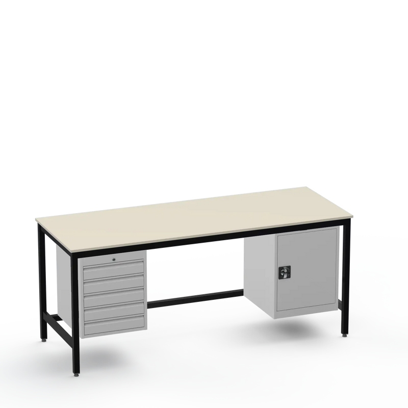Medium Duty Workbench | Laminate Worktop | 5 Drawers & Cupboard