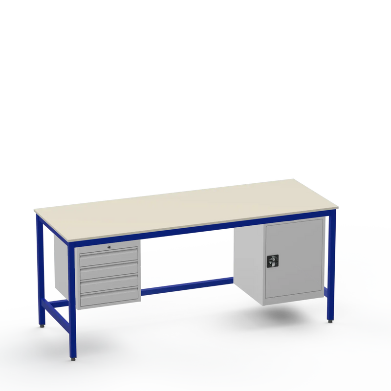 Medium Duty Workbench | Laminate Worktop | 4 Drawers & Cupboard