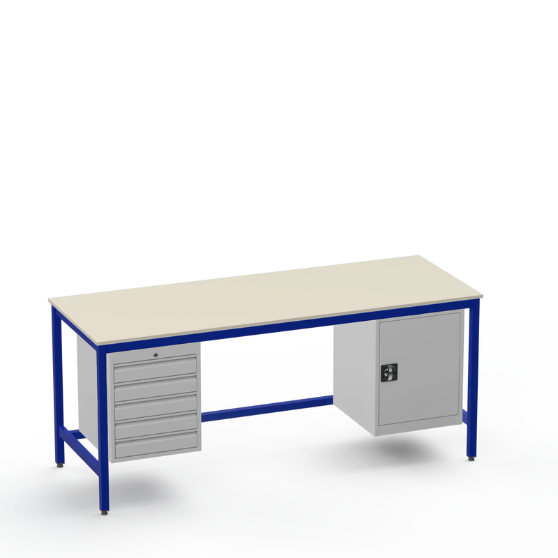 Medium Duty Workbench | Laminate Worktop | 5 Drawers & Cupboard