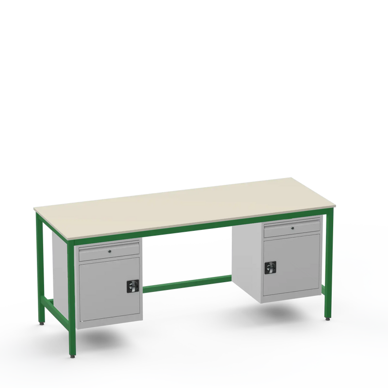 Medium Duty Workbench | Laminate Worktop | 2 Cupboards & 2 Drawers
