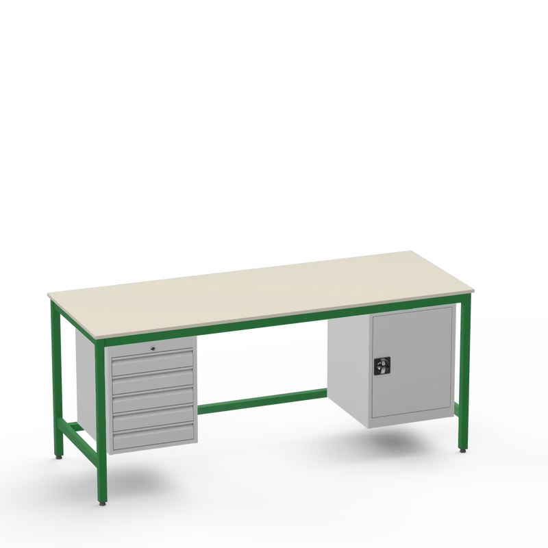 Medium Duty Workbench | Laminate Worktop | 5 Drawers & Cupboard