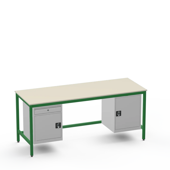 Medium Duty Workbench | Laminate Worktop | 2 Cupboards & Drawer