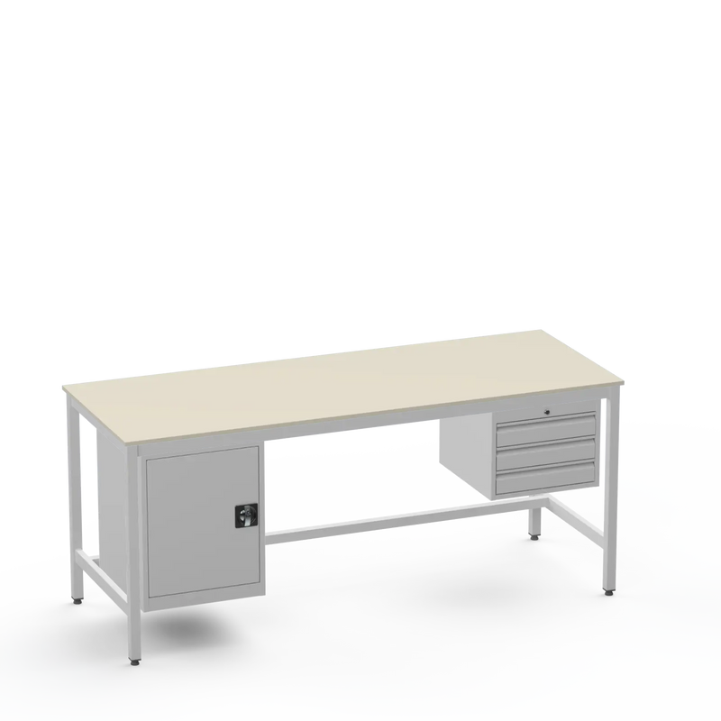 Medium Duty Workbench | Laminate Worktop | Cupboard & 3 Drawers