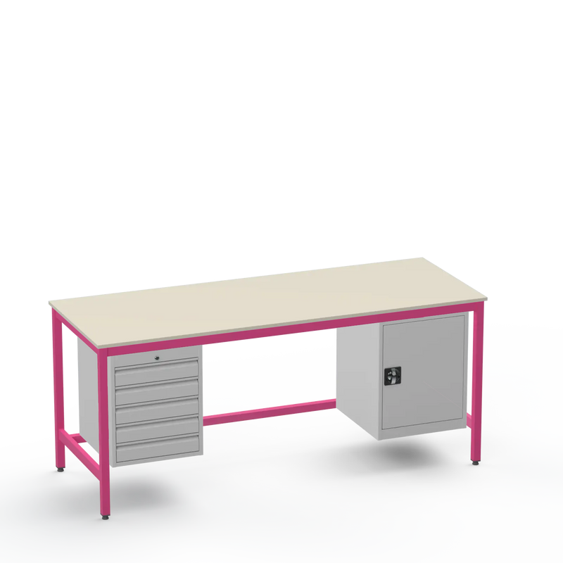 Medium Duty Workbench | Laminate Worktop | 5 Drawers & Cupboard