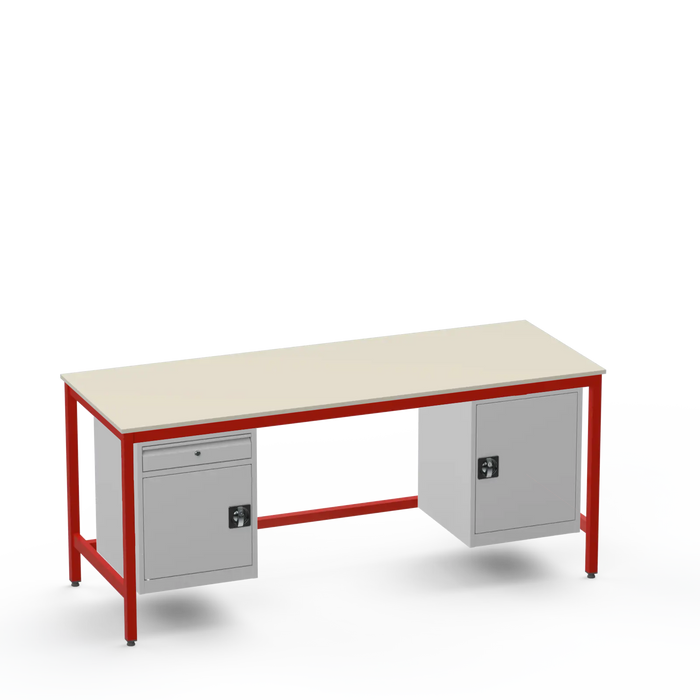 Medium Duty Workbench | Laminate Worktop | 2 Cupboards & Drawer