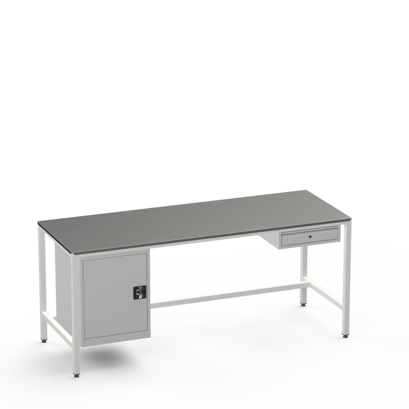 Medium Duty Workbench | Steel Worktop | Cupboard & Drawer