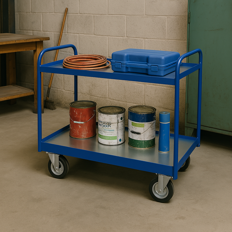 Medium Duty Tray Trolley | Steel Shelves